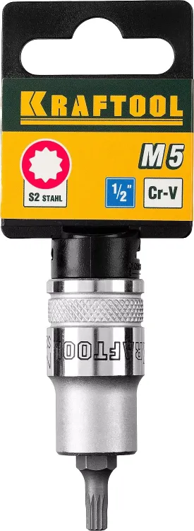 Торцовая бита-головка KRAFTOOL "INDUSTRIE QUALITAT", материал S2, SPLINE, сатинированная, 1/2", M5 27911-05_z01 купить в Муравленко