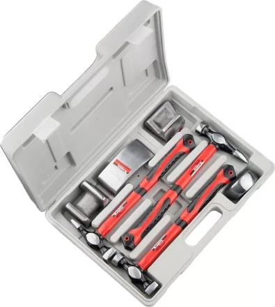 Набор рихтовочный 3 молотка с фибергласовыми ручками 4 наковальни в пласт. боксе MATRIX 10845 купить в Муравленко