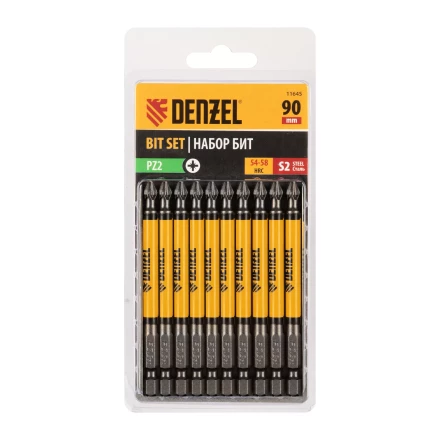Бита PZ2х90, сталь S2, цилиндр., 10 шт. Е 6,3 Denzel 11645 купить в Муравленко