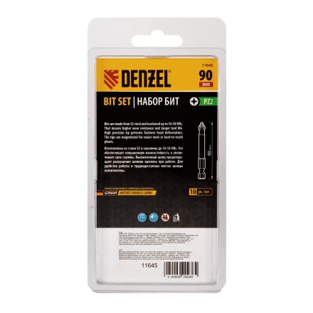 Бита PZ2х90, сталь S2, цилиндр., 10 шт. Е 6,3 Denzel 11645 купить в Муравленко