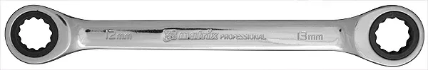 Ключ накидной трещоточный 18х19мм CrV зеркальный хром MATRIX PROFESSIONAL 14507 купить в Муравленко