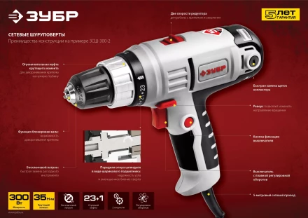 Дрель-шуруповерт сетевая ЗСШ-300-2 серия МАСТЕР купить в Муравленко