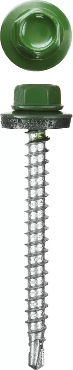 Саморезы СКМ кровельные, RAL 6002 зеленый лист, 19 x 5.5 мм, 2 500 шт, для металлических конструкций, STAYER 30300-55-019-6002 купить в Муравленко