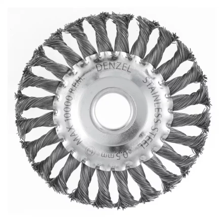 Щетка для УШМ 125 мм Плоская крученая нержавеющая проволока 0.5 мм посадка 22.2 мм Denzel 746323 купить в Муравленко