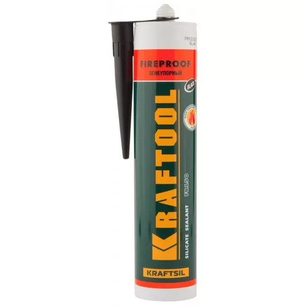 Герметик KRAFTOOL KRAFTFLEX FR150 силикатный огнеупорный "+1500 С", жаростойкий, черный, 300мл 41260-4_G купить в Муравленко