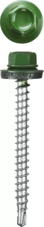 Саморезы СКМ кровельные, RAL 6002 зеленый лист, 25 x 5.5 мм, 420 шт, для металлических конструкций, STAYER 30305-55-025-6002 купить в Муравленко