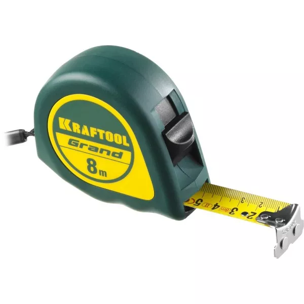 Рулетка KRAFTOOL GRAND, обрезиненный пластиковый корпус, 8м/25мм 34022-08-25 купить в Муравленко