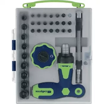 Отвертка Т-образная и трещотка реверсивные с набором бит торцевых головок 34  предмета  Сибртех 13383 купить в Муравленко