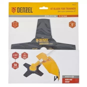 Диск для триммера 230 х 25,4 толщина 1,6 мм 4 лезвия DENZEL 96323 купить в Муравленко