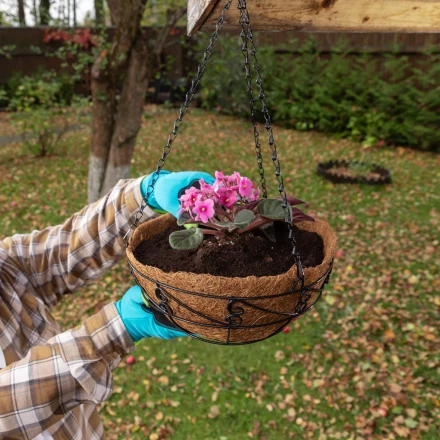 Кашпо подвесное с орнаментом Palisad, с кокосовой корзиной, диаметр 30 см, 690048 купить в Муравленко