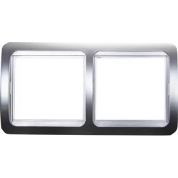 Панель СВЕТОЗАР &quot;ГАММА&quot; накладная, горизонтальная, цвет светло-серый металлик, 2 гнезда SV-54146-SM