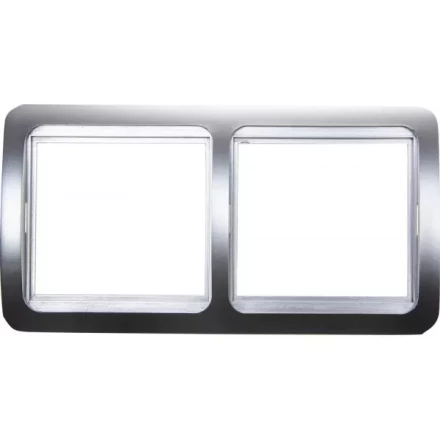 Панель СВЕТОЗАР &quot;ГАММА&quot; накладная, горизонтальная, цвет светло-серый металлик, 2 гнезда SV-54146-SM купить в Муравленко