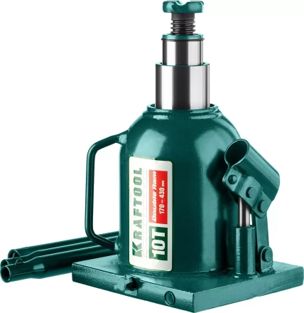 Домкрат гидравлический бутылочный &quot;Double Ram&quot;, сварной, телескопический, 10т, 170-430мм, KRAFTOOL 43463-10 43463-10 купить в Муравленко