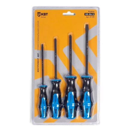 Набор слесарных отверток из стали S2 КВТ НО-04-S, 4 шт. (87105) купить в Муравленко