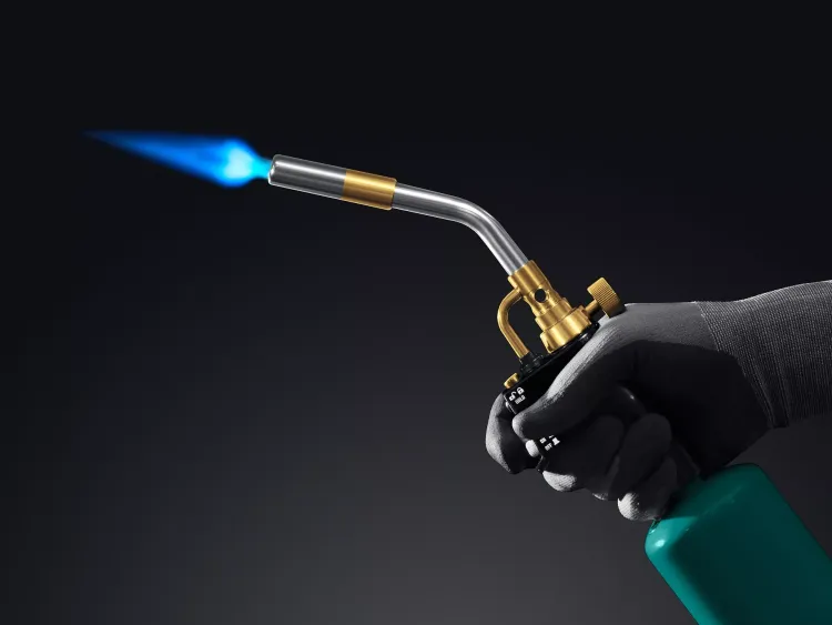 Blue Fire  KF-9000  горелка для МАПП / MAPP газа,  с пъезоподжигом,  на баллон c резьбовым соединением US 1, 2000°C 55510 купить в Муравленко