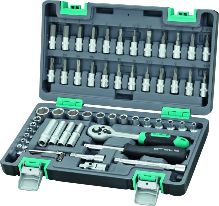 Набор инструментов 1/4  CrV пластиковый кейс 57 предметов STELS 14101 купить в Муравленко