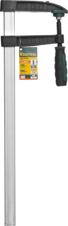 Струбцина, KRAFTOOL 32011-120-500, тип "F", DIN 5117, двухкомпонентная ручка, 120х500мм 32011-120-500 купить в Муравленко