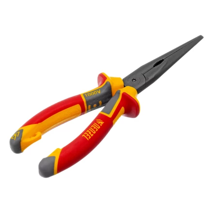 Длинногубцы прямые Denzel 17305, диэлектрические рукоятки до 1000 В, трехкомпонентные рукоятки, 205мм купить в Муравленко