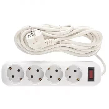 Удлинитель бытовой серия EF, с заземлением и выключателем, 5м, 4 роз., 10A Stern 95778 купить в Муравленко