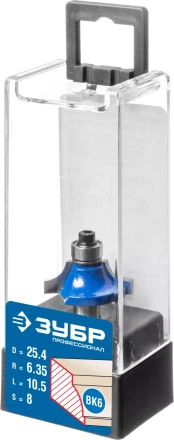 ЗУБР 25.4 x 10.5 мм, радиус 6.3 мм, фреза кромочная калевочная №1, Профессионал (28700-25.4) купить в Муравленко