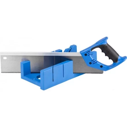 Стусло ЗУБР &quot;ЭКСПЕРТ&quot; пластиковое + ножовка с двухкомпонентной рукояткой, усиленный обушок, для заготовок до 105х55мм, 3 угла запила, ножовка 400мм 15397 купить в Муравленко