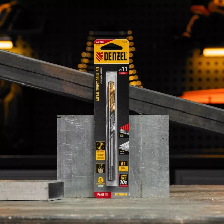 Сверло спиральное по металлу Denzel, 11 x 142 мм, Р6М5, Golden Tip, 718243 купить в Муравленко