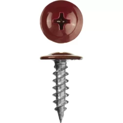 Саморезы ЗУБР с прессшайбой по листовому металлу до 0,9 мм, окрашенные в RAL-3005, PH2, 4,2х19 мм, 450шт 300191-42-019-3005