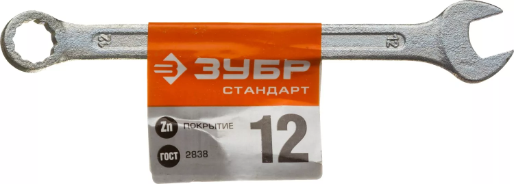 Ключ комбинированный гаечный ЗУБР "СТАНДАРТ", оцинкованный, 12мм 27112-12 купить в Муравленко