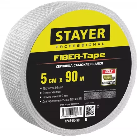 Серпянка самоклеящаяся FIBER-Tape, 5 см х 90м, STAYER Professional 1246-05-90 1246-05-90_z01 купить в Муравленко