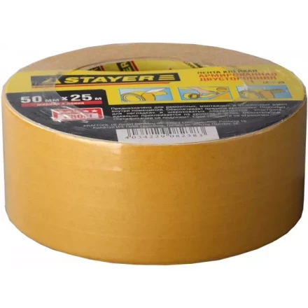 Двухсторонняя клейкая лента на тканевой основе, STAYER Profi 1217-25, 50мм х 25м 1217-25 купить в Муравленко