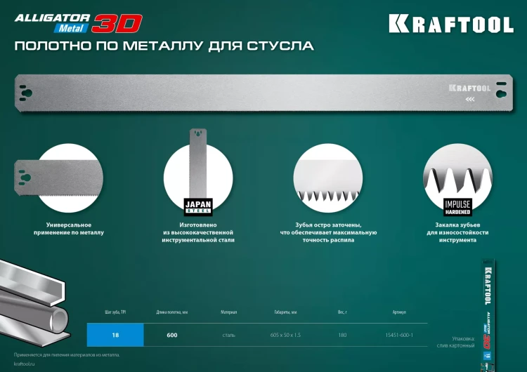 KRAFTOOL Alligator 3D, 600 мм, стусло прецизионное 15451-600-1 купить в Муравленко