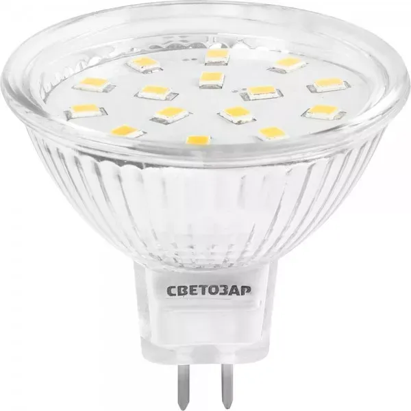 Лампа СВЕТОЗАР светодиодная "LED technology", цоколь GU5.3, теплый белый свет (3000К), 220В, 3Вт (25) 44550-25_z01 купить в Муравленко