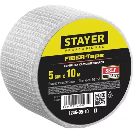 Серпянка самоклеящаяся FIBER-Tape, 5 см х 10м, STAYER Professional 1246-05-10 1246-05-10_z01 купить в Муравленко