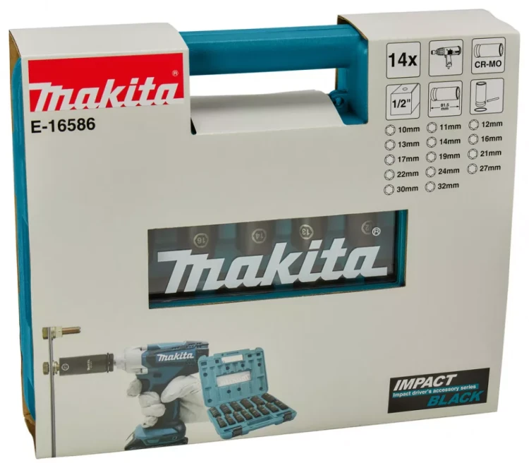 Набор ударных головок Impact Black Makita 1/2, 14 шт Makita E-16586 купить в Муравленко