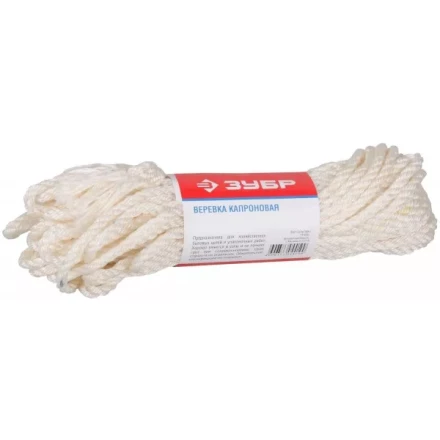 Веревка ЗУБР капроновая, d=6,0 мм, 20 м, 375 кгс, 12,5 ктекс 50206 купить в Муравленко