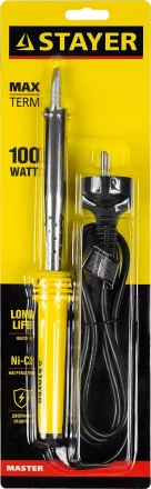 Паяльник STAYER &quot;MASTER&quot; с пластмассовой рукояткой и долговечным жалом, 100 Вт, клин 55305-100 купить в Муравленко