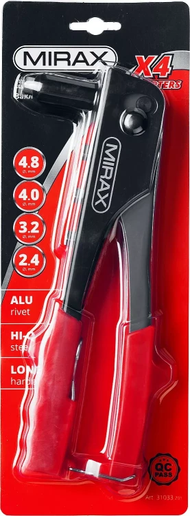Заклепочник, MIRAX 31033, для алюминиевых заклепок d=2,4 / 3,2 / 4,0 / 4,8 мм, длина 225мм 31033_z01 купить в Муравленко