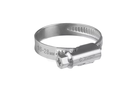 ЗУБР Х-9Н, 16 - 28 мм, накатная лента 9 мм, цинк, 50 шт, червячный хомут (37807-28) купить в Муравленко