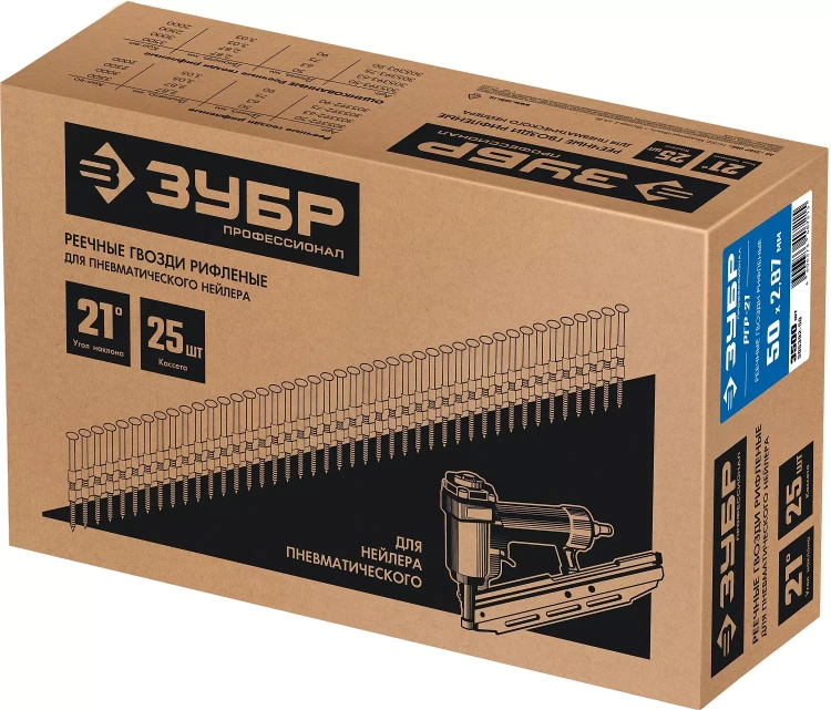 ЗУБР SN21 50 х 2.87 мм, реечные гвозди рифленые, 3500 шт (305392-50) купить в Муравленко