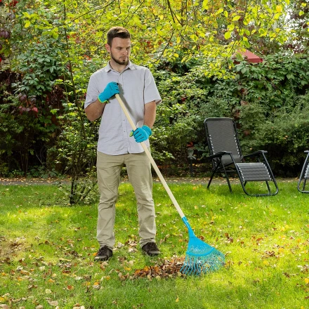 Грабли веерные стальные Palisad, 430 х 1550 мм, 22 плоских зуба, лакированный черенок, Luxe, 617885 купить в Муравленко