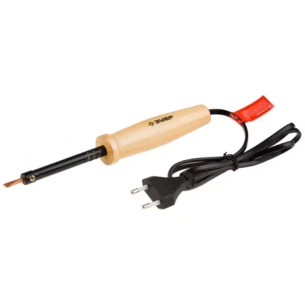 Электропаяльник ЗУБР &quot;МАСТЕР&quot; с деревянной рукояткой и долговечным жалом, форма клин, 25Вт 55405-25_z01 купить в Муравленко