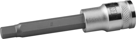 Торцовая бита-головка KRAFTOOL &quot;INDUSTRIE QUALITAT&quot;, удлиненная, материал S2, HEX, сатинированная, 1/2&quot;, H8 27909-08_z01 купить в Муравленко