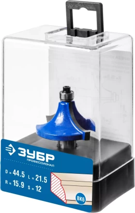 ЗУБР 44.5 x 21.5 мм, радиус 15.9 мм, фреза кромочная калевочная №1, Профессионал (28700-44.5) купить в Муравленко