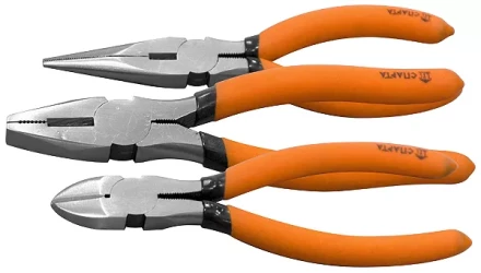 Набор губцевого инструмента из 3-х предметов №1 (плоскогубцы длинногубцы бокорезы) SPARTA 13544 купить в Муравленко
