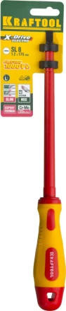 Отвертка KRAFTOOL, высоковольтная, Cr-Mo-V стержень, двухкомпонент. маслобензостойкая рукоятка, SL, 8,0х175мм 250083-8.0-175 купить в Муравленко