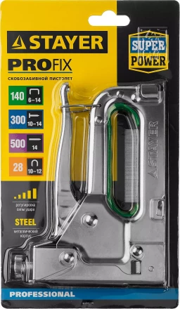 Степлер &quot;Max 140&quot; с регулировкой силы удара, металл корпус 4-в-1: тип 140 (6-14 мм) / 28 (9-11 мм) / 300 (10-14 мм) / 500 (14 мм), STAYER 31508_z02 купить в Муравленко