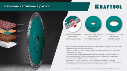 Диск алмазный для УШМ и плиткорезов супертонкие  ULTRA-THIN 36685-200 купить в Муравленко