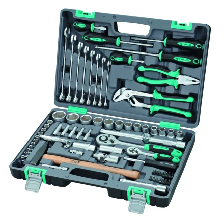 Набор инструментов 1/2 и 1/4   CrV  пластиковый кейс  76 предметов STELS 14104 купить в Муравленко