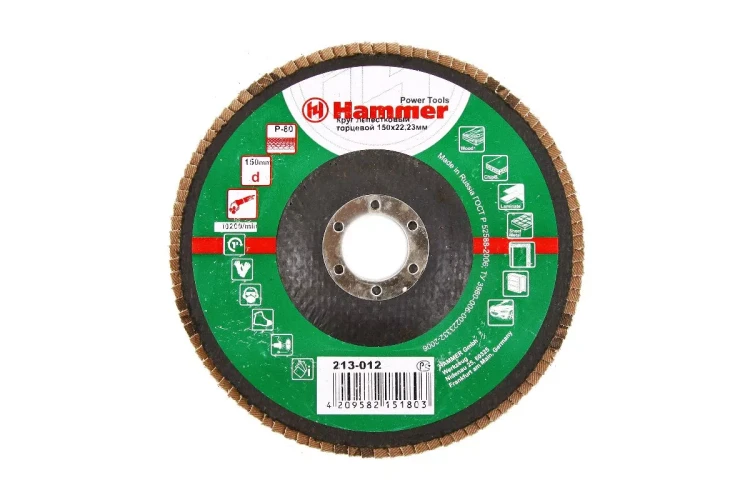 Круг Лепестковый Торцевой (КЛТ) HAMMER КЛТ 1 Ф150х22 Р80 213-012 купить в Муравленко