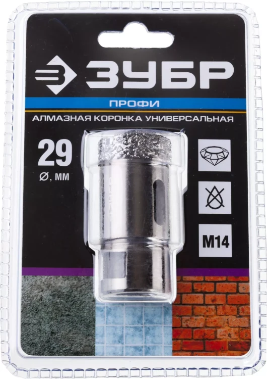 Алмазная коронка ЗУБР "ПРОФЕССИОНАЛ" универсальная для УШМ, сухое сверление, алмазы на вакуумной пайке,  посадка М14, d=16мм 29865-16 купить в Муравленко